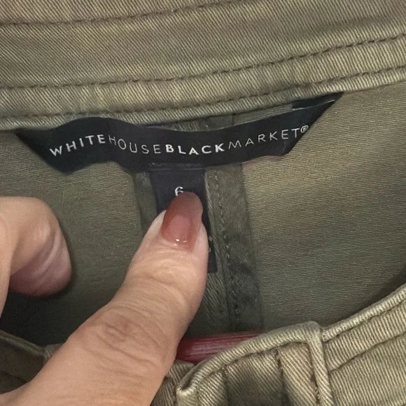 White House Black Market Olive Military Jacket Gold Buttons Utility Size 6 - Picture 4 of 15